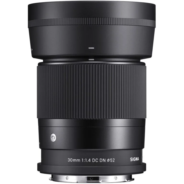 Sigma 30mm f/1.4 DC DN lens for mirrorless cameras, ideal for photography enthusiasts.
