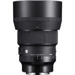 Sigma 85mm f/1.4 DG DN Art lens for mirrorless cameras, ideal for portrait photography.