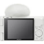 Sony digital camera with flip screen and microphone, ideal for vlogging and photography.
