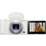 Sony digital camera with flip screen, ideal for vlogging and photography, available at Camix UK.