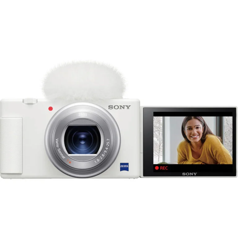 Sony digital camera with flip screen, ideal for vlogging and photography, available at Camix UK.