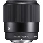 Sigma 30mm f/1.4 DC DN lens for mirrorless cameras, available at Camix UK.