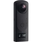Ricoh Theta 360-degree camera with display, ideal for immersive photography.