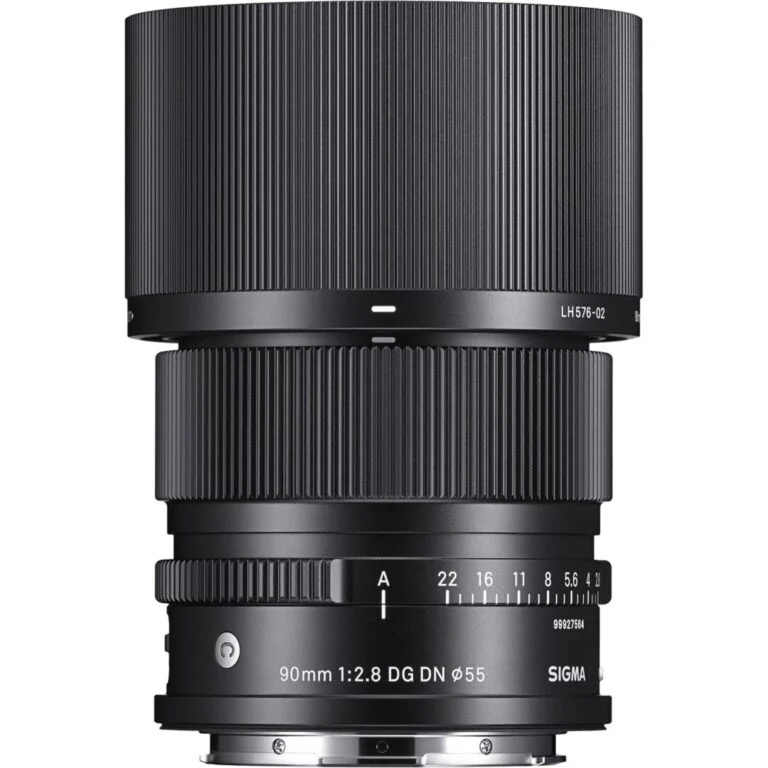Sigma 90mm f/2.8 DG DN lens for mirrorless cameras, available at Camix UK.