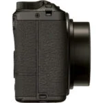 Side view of a compact digital camera with textured grip, available at Camix UK.