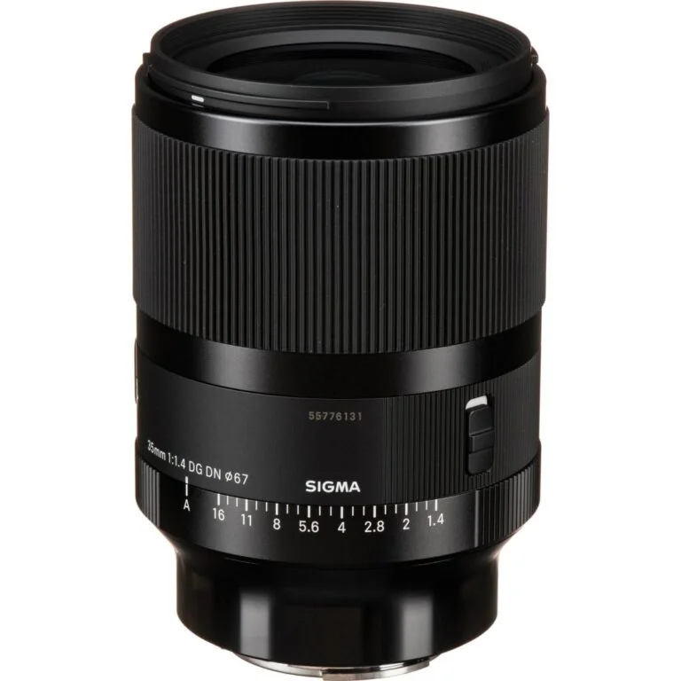 Sigma 35mm f/1.4 DG DN lens for mirrorless cameras, ideal for professional photography.