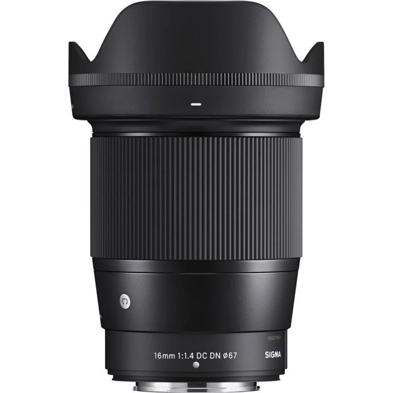 Sigma 16mm f/1.4 DC DN lens for mirrorless cameras, available at Camix UK.