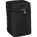 Black camera lens pouch for safe storage and transport.