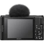 Sony digital camera with flip screen and microphone, ideal for vlogging and photography.