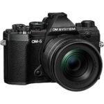 OM System OM-5 mirrorless camera with lens, available at Camix UK.