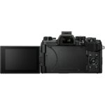 Back view of a mirrorless camera with a flip-out screen, available at a UK camera shop.