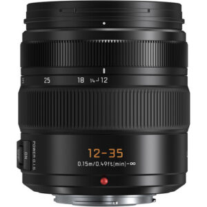 Panasonic 12-35mm lens with Power O.I.S. for Micro Four Thirds cameras.