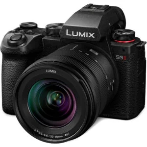 Panasonic Lumix S5 II mirrorless camera with lens, ideal for photography enthusiasts.