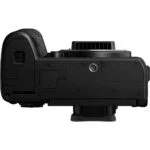 Bottom view of a camera body showcasing mounting and grip features.