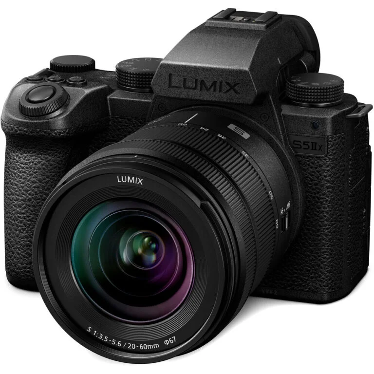 Panasonic Lumix mirrorless camera with lens, ideal for photography enthusiasts in the UK.