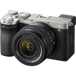Sony mirrorless camera with lens, ideal for photography enthusiasts in the UK.