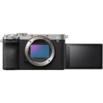 Sony mirrorless camera with flip-out screen, ideal for photography and videography.