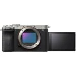 Sony mirrorless camera with flip-out screen, ideal for photography and videography.