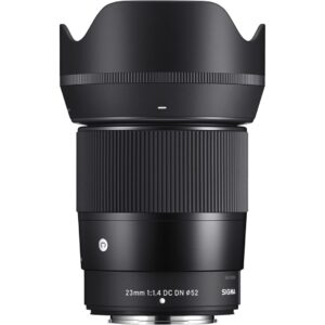 Sigma 23mm f/1.4 DC DN lens for mirrorless cameras, ideal for photography enthusiasts.