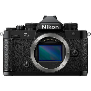 Nikon Zf mirrorless camera body on display at a UK camera shop.