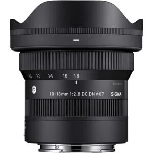 Sigma 10-18mm f/2.8 DC DN lens for mirrorless cameras, ideal for wide-angle photography.