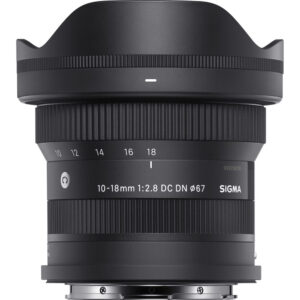 Sigma 10-18mm f/2.8 DC DN lens for mirrorless cameras, ideal for wide-angle photography.