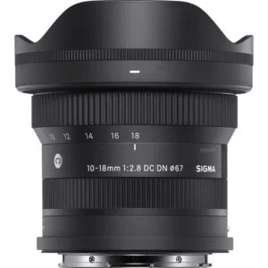 Sigma 10-18mm f/2.8 DC DN lens for mirrorless cameras, ideal for wide-angle photography.