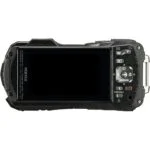 Back view of a Pentax digital camera with screen and control buttons.