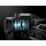 Close-up of a camera viewfinder showing internal lens elements, ideal for photography enthusiasts.