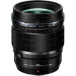 Olympus M.Zuiko Digital 45mm f/1.2 Pro lens for Micro Four Thirds cameras.