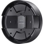 Camera lens cap with dual locking mechanism, made in Japan.