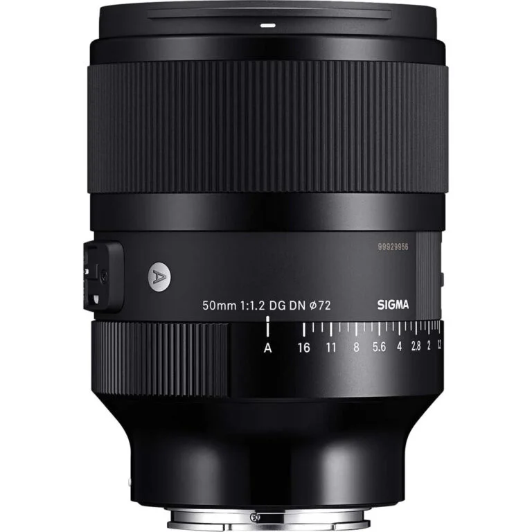 Sigma 50mm f/1.2 DG DN lens for mirrorless cameras, ideal for professional photography.