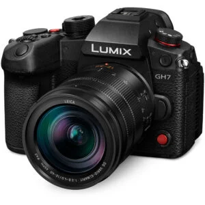 Panasonic Lumix GH7 mirrorless camera with Leica lens, available at Camix UK.