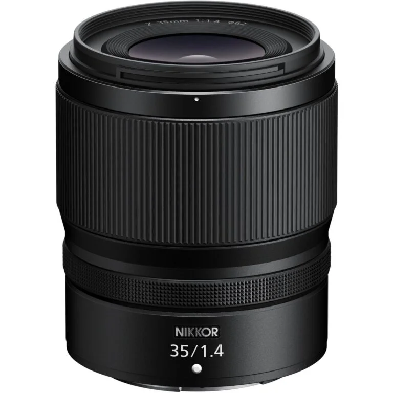 Nikon Z 35mm f/1.4 lens for mirrorless cameras, available at Camix UK.
