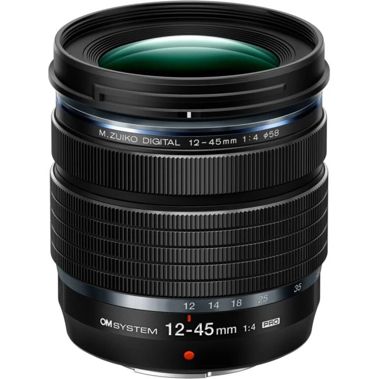 Olympus M.Zuiko Digital 12-45mm f/4 Pro lens for Micro Four Thirds cameras.