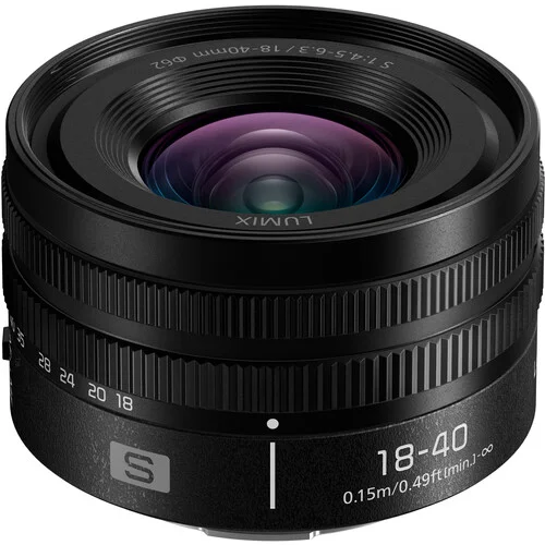 Panasonic Lumix 18-40mm lens for mirrorless cameras, ideal for photography enthusiasts.