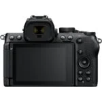 Back view of a digital mirrorless camera body with LCD screen and controls.