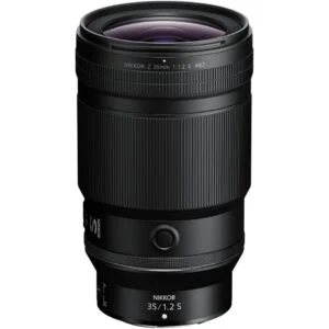 Nikon Z 35mm f/1.2 S lens for mirrorless cameras, ideal for professional photography.