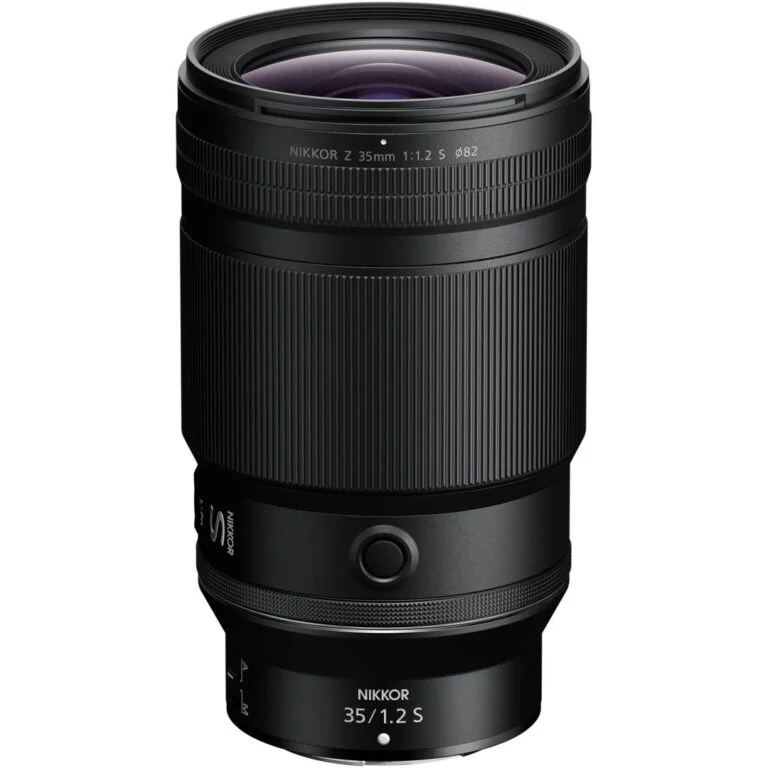 Nikon Z 35mm f/1.2 S lens for mirrorless cameras, ideal for professional photography.