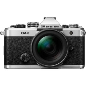 OM System OM-3 mirrorless camera with lens, available at Camix UK.