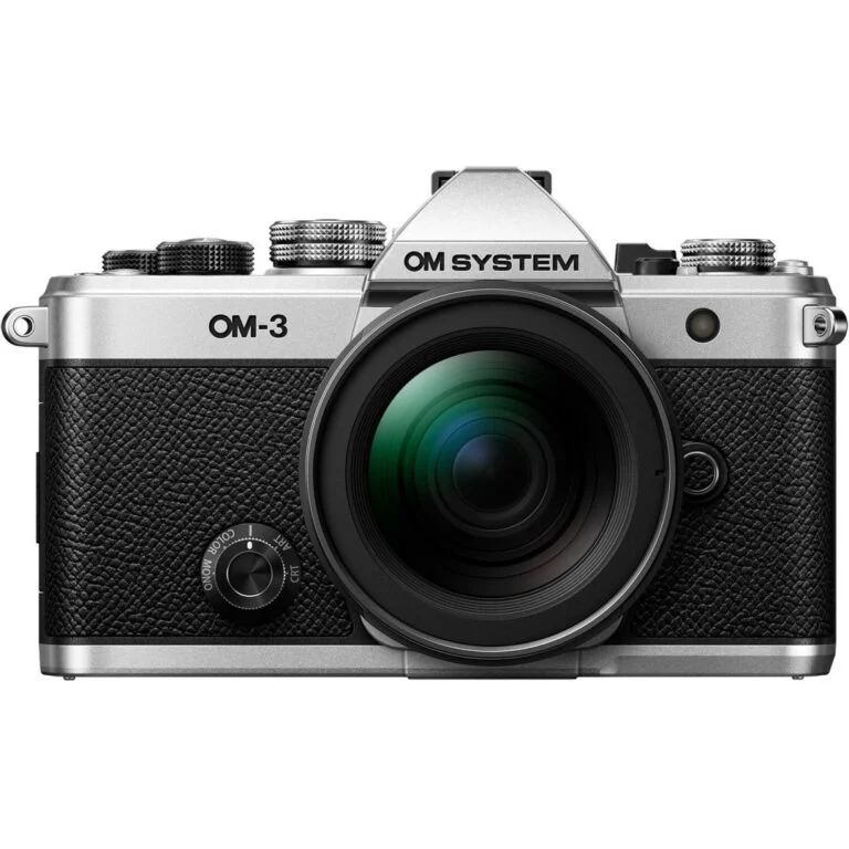 OM System OM-3 mirrorless camera with lens, available at Camix UK.