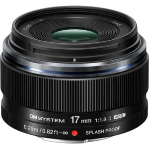 Olympus 17mm f/1.8 lens, ideal for mirrorless cameras, available at Camix UK.