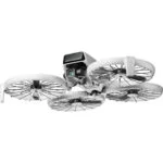 Advanced DJI drone with camera and protective propeller guards, ideal for aerial photography.