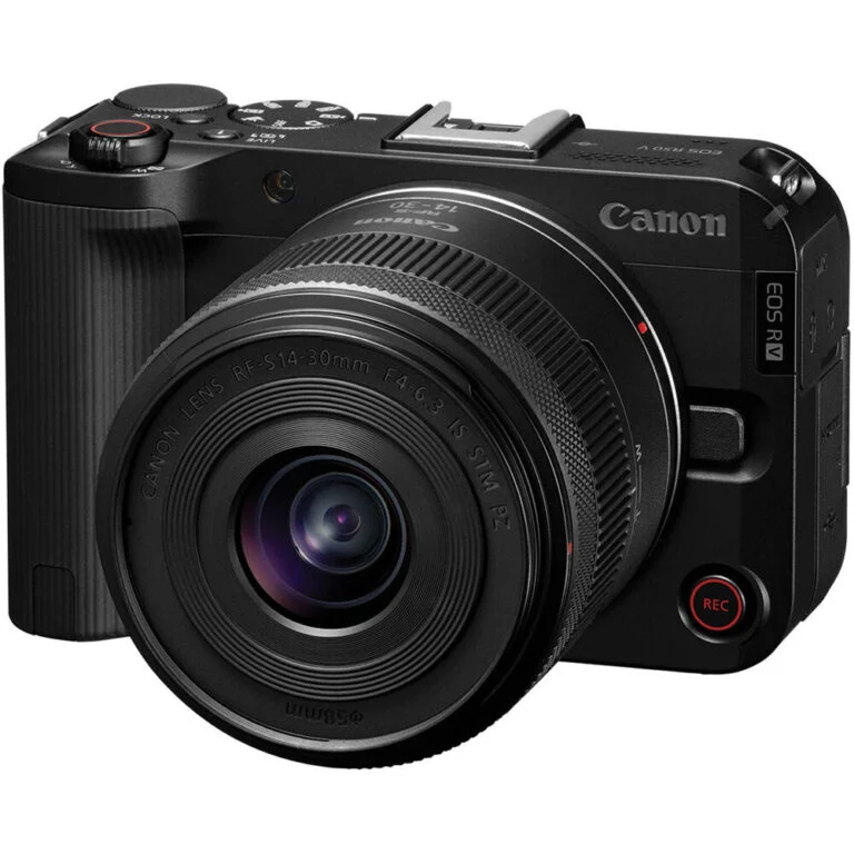 Canon EOS R mirrorless camera with RF lens, ideal for professional photography.