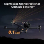 DJI drone with nightscape omnidirectional obstacle sensing in action.