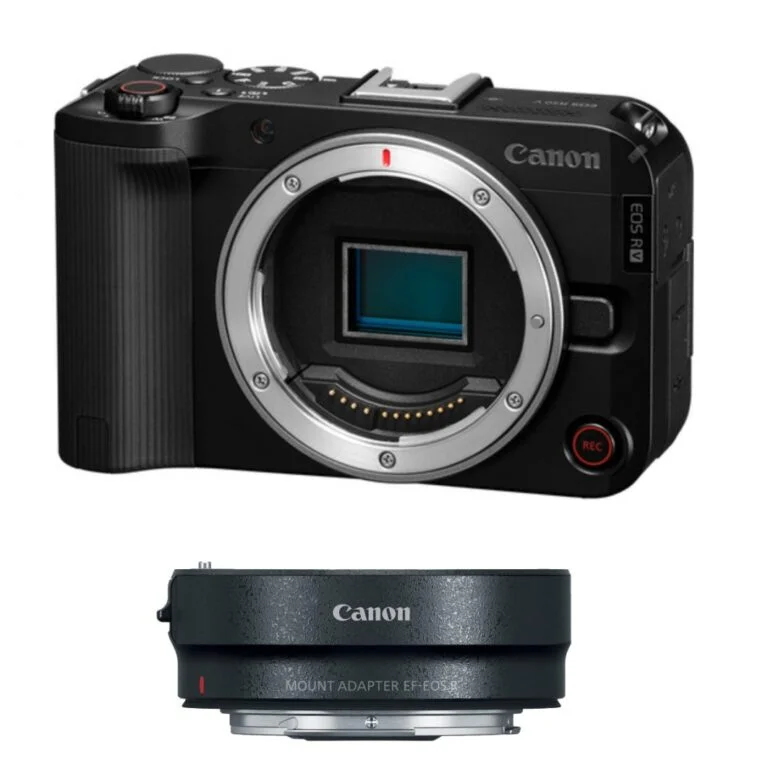 Canon EOS R camera body with lens adapter, ideal for professional photography.