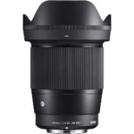 Sigma 16mm f/1.4 DC DN lens for mirrorless cameras, ideal for wide-angle photography.