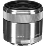 Sony macro lens for mirrorless cameras, ideal for close-up photography.