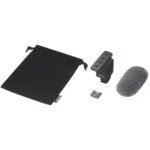 Sony camera microphone kit with pouch and windscreen.