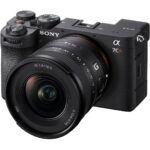 Sony mirrorless camera with lens, ideal for professional photography.